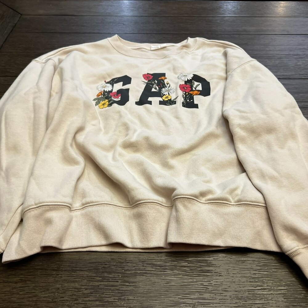 GAP Women's Oversize Logo Sweatshirt with Flowers Size XL